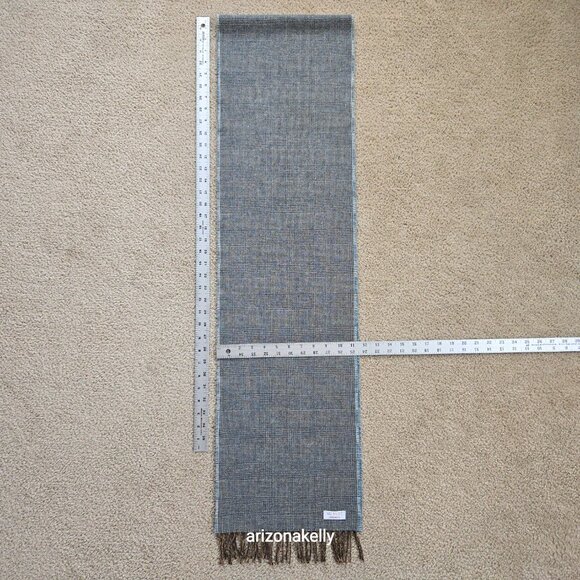 NWOT McNutt Lambswool Scarf Blue Brown - Picture 8 of 13